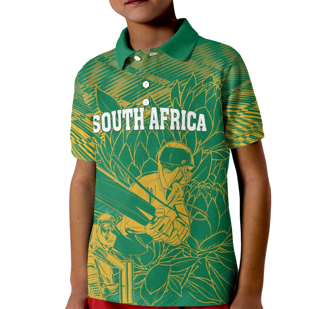 Custom Cricket South Africa Kid Polo Shirt Proteas Go Champion Green Version - Wonder Print Shop
