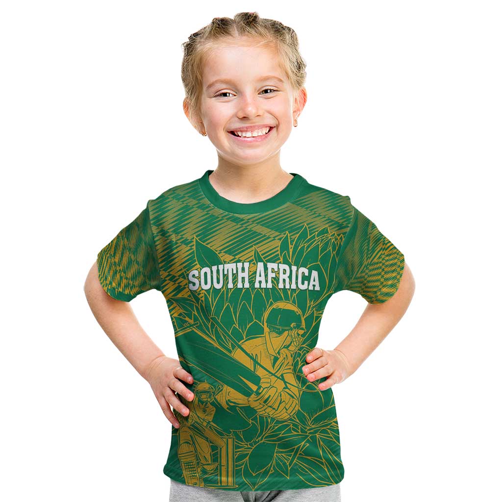 Custom Cricket South Africa Kid T Shirt Proteas Go Champion Green Version - Wonder Print Shop