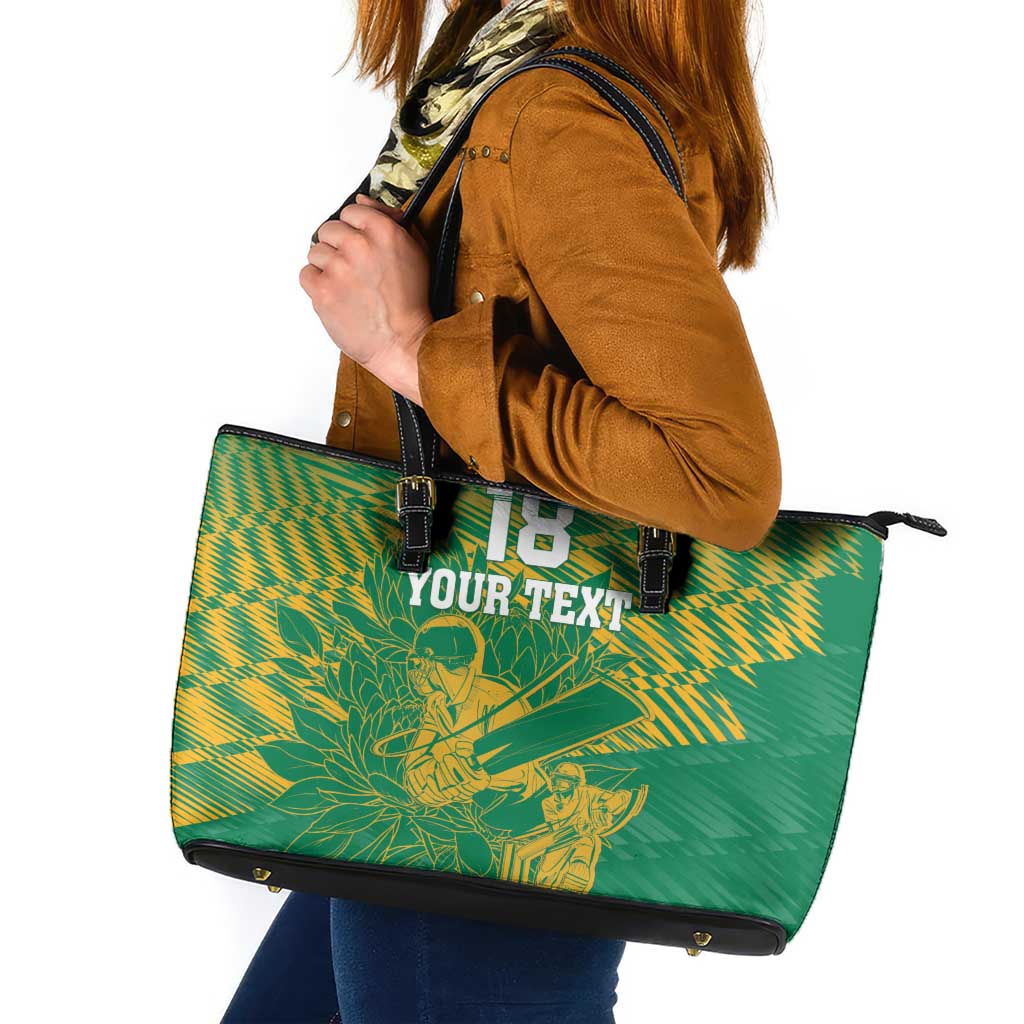 Custom Cricket South Africa Leather Tote Bag Proteas Go Champion Green Version - Wonder Print Shop