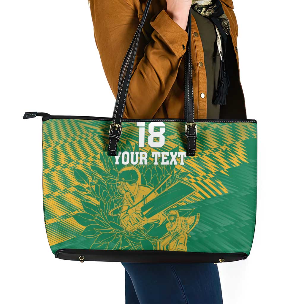 Custom Cricket South Africa Leather Tote Bag Proteas Go Champion Green Version - Wonder Print Shop
