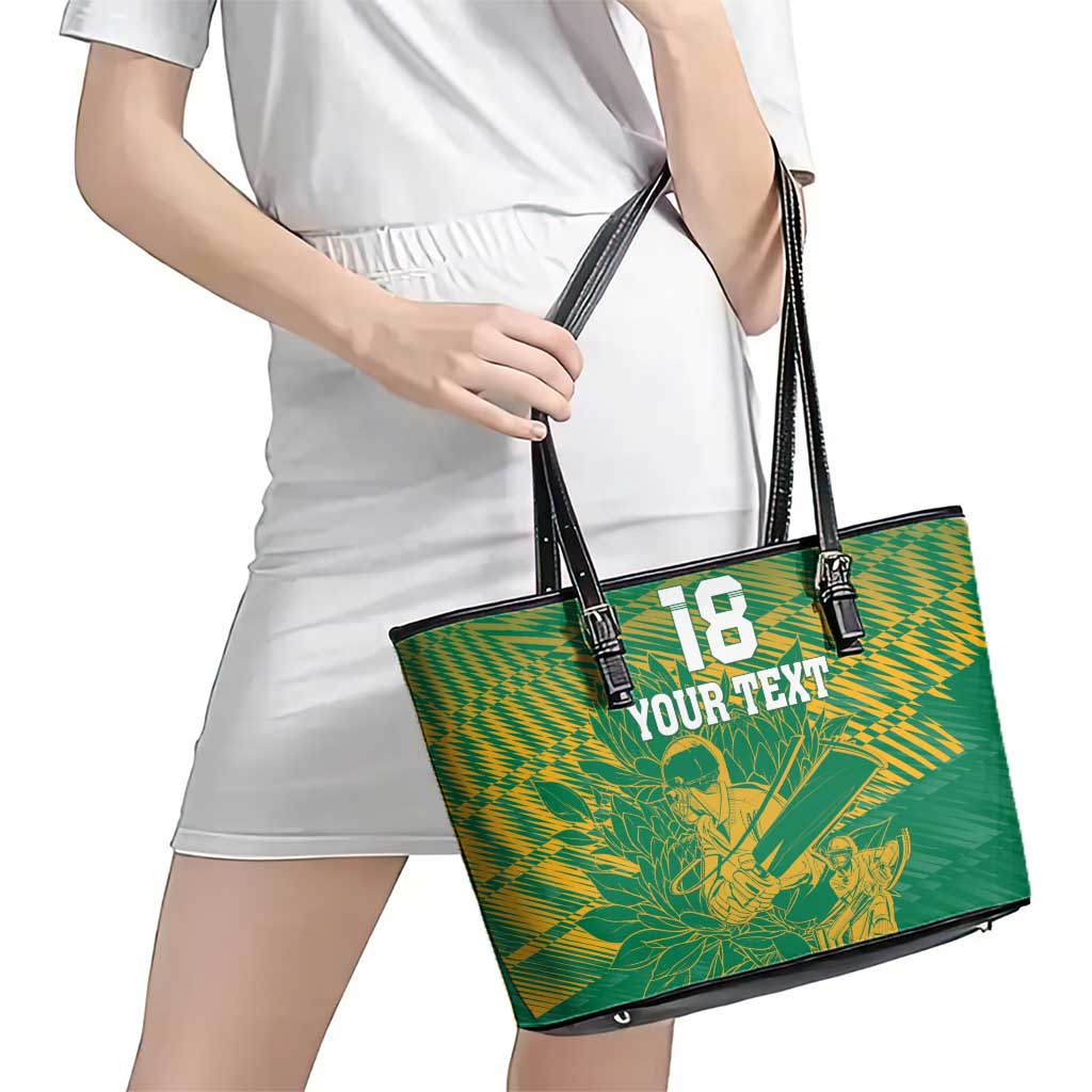 Custom Cricket South Africa Leather Tote Bag Proteas Go Champion Green Version - Wonder Print Shop