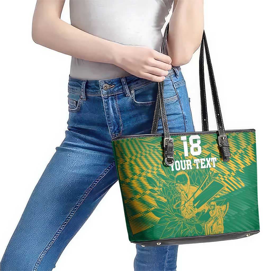 Custom Cricket South Africa Leather Tote Bag Proteas Go Champion Green Version - Wonder Print Shop
