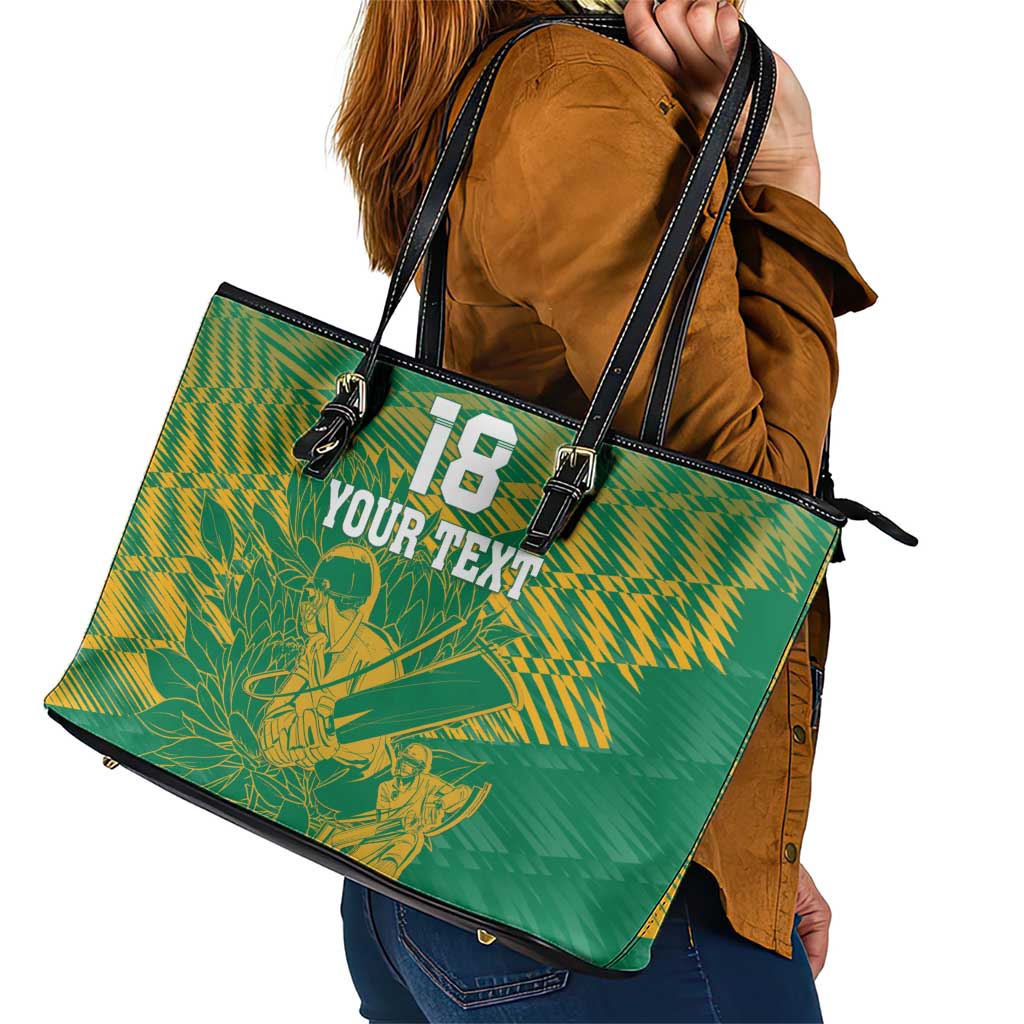 Custom Cricket South Africa Leather Tote Bag Proteas Go Champion Green Version - Wonder Print Shop
