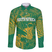 Custom Cricket South Africa Long Sleeve Button Shirt Proteas Go Champion Green Version - Wonder Print Shop