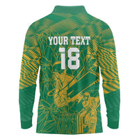 Custom Cricket South Africa Long Sleeve Polo Shirt Proteas Go Champion Green Version - Wonder Print Shop
