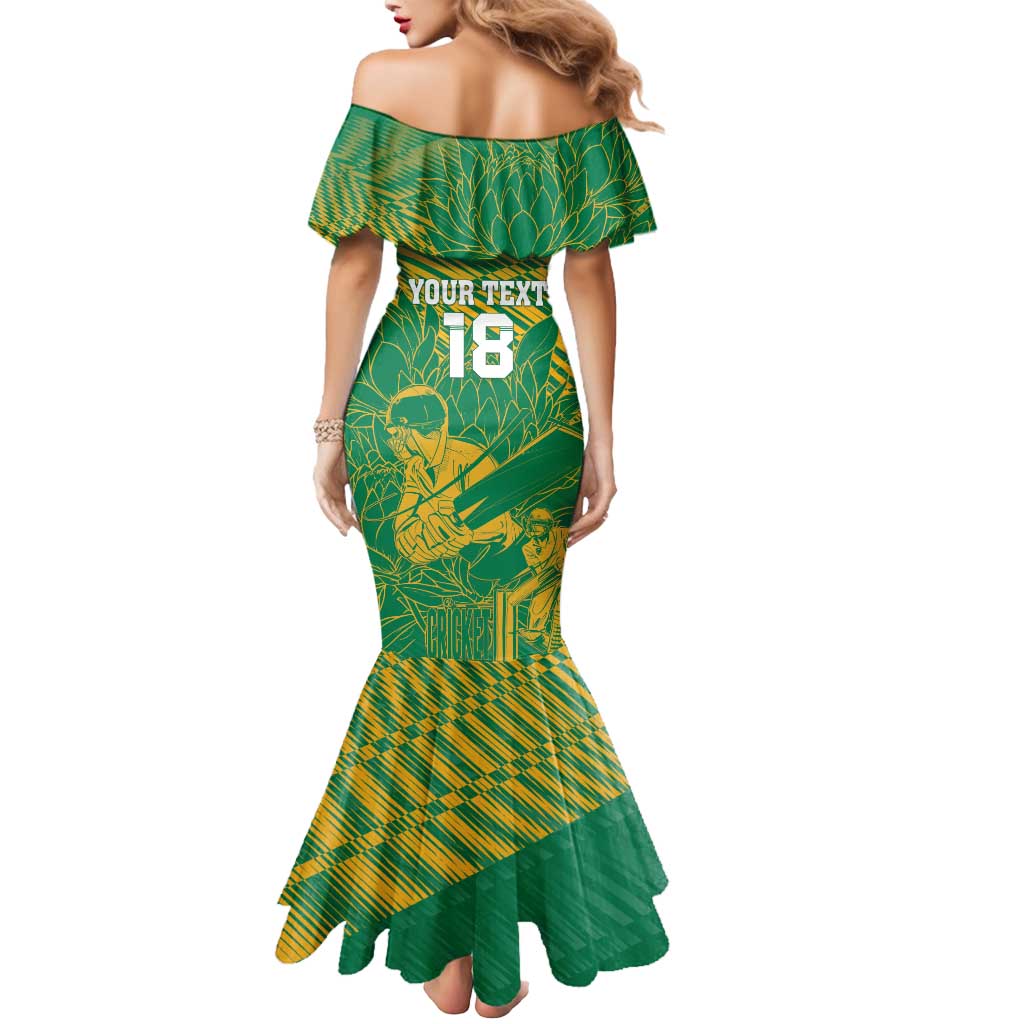 Custom Cricket South Africa Mermaid Dress Proteas Go Champion Green Version - Wonder Print Shop