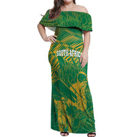 Custom Cricket South Africa Off Shoulder Maxi Dress Proteas Go Champion Green Version - Wonder Print Shop