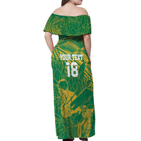 Custom Cricket South Africa Off Shoulder Maxi Dress Proteas Go Champion Green Version - Wonder Print Shop