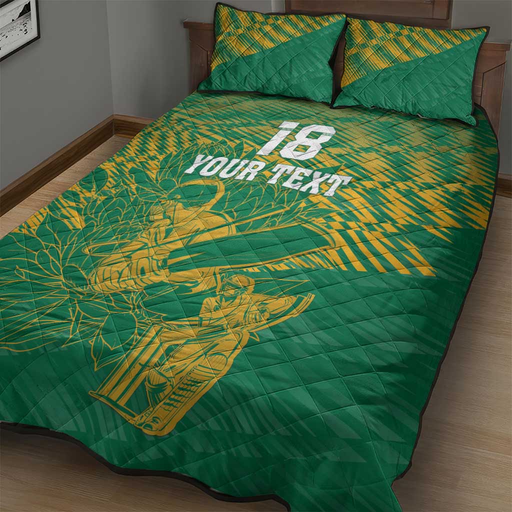 Custom Cricket South Africa Quilt Bed Set Proteas Go Champion Green Version - Wonder Print Shop