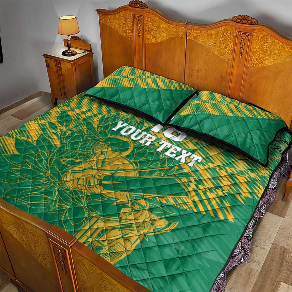 Custom Cricket South Africa Quilt Bed Set Proteas Go Champion Green Version - Wonder Print Shop