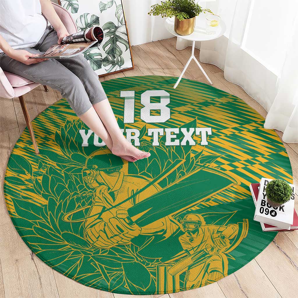 Custom Cricket South Africa Round Carpet Proteas Go Champion Green Version - Wonder Print Shop