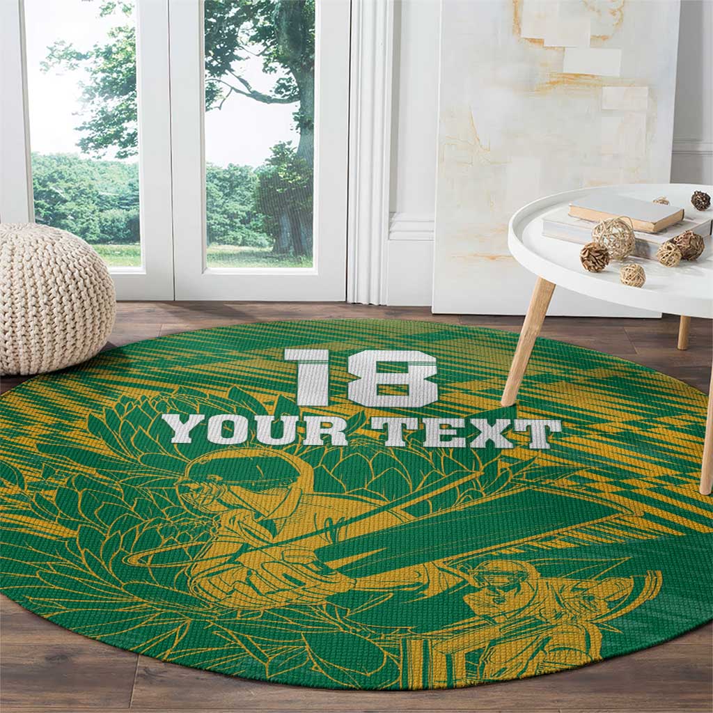 Custom Cricket South Africa Round Carpet Proteas Go Champion Green Version - Wonder Print Shop