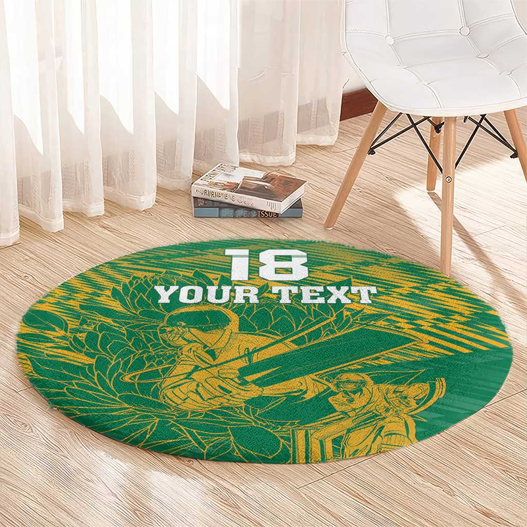 Custom Cricket South Africa Round Carpet Proteas Go Champion Green Version - Wonder Print Shop