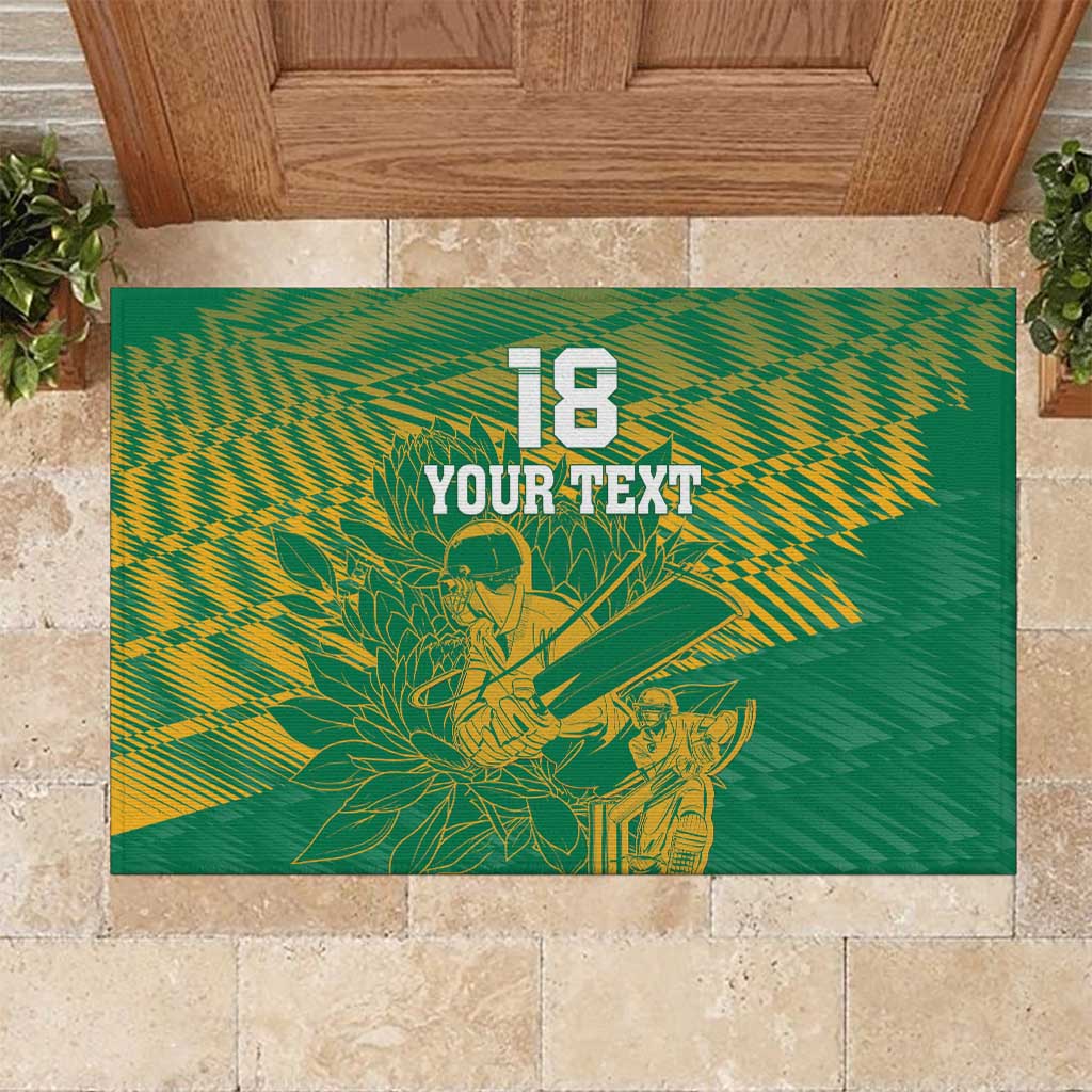 Custom Cricket South Africa Rubber Doormat Proteas Go Champion Green Version - Wonder Print Shop