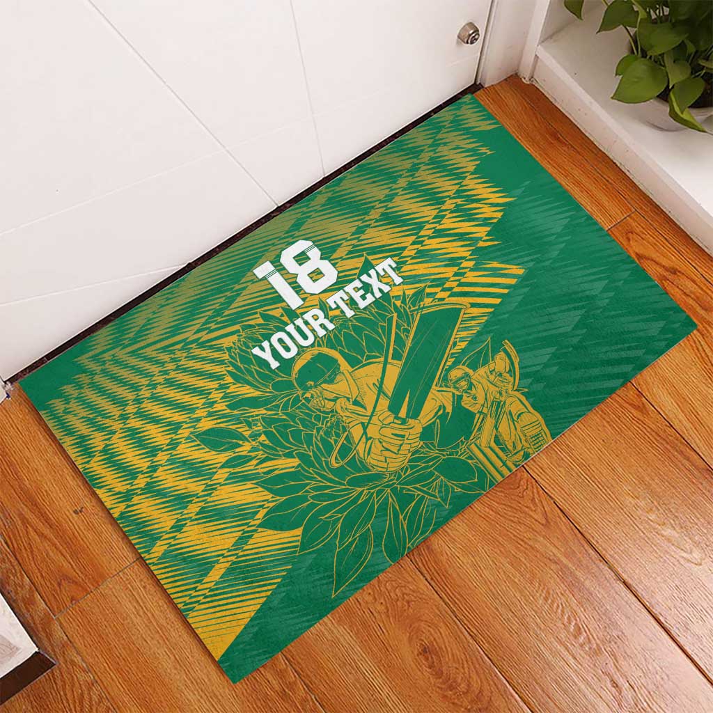 Custom Cricket South Africa Rubber Doormat Proteas Go Champion Green Version - Wonder Print Shop