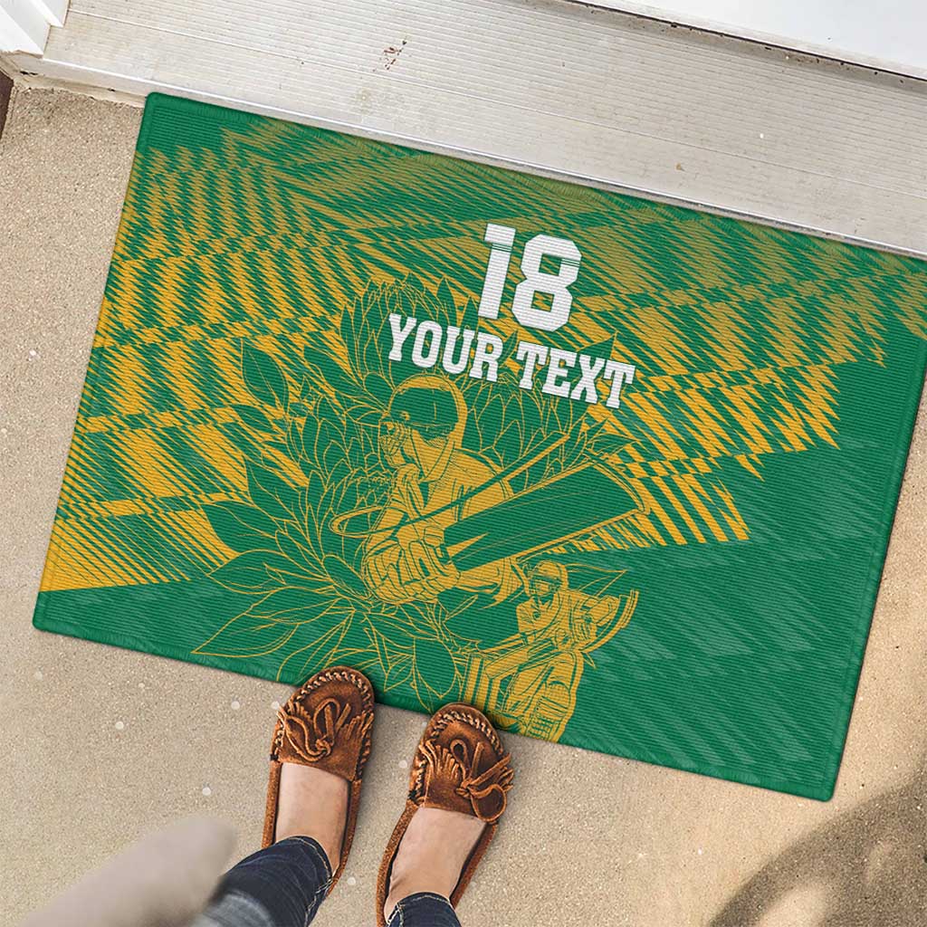 Custom Cricket South Africa Rubber Doormat Proteas Go Champion Green Version - Wonder Print Shop