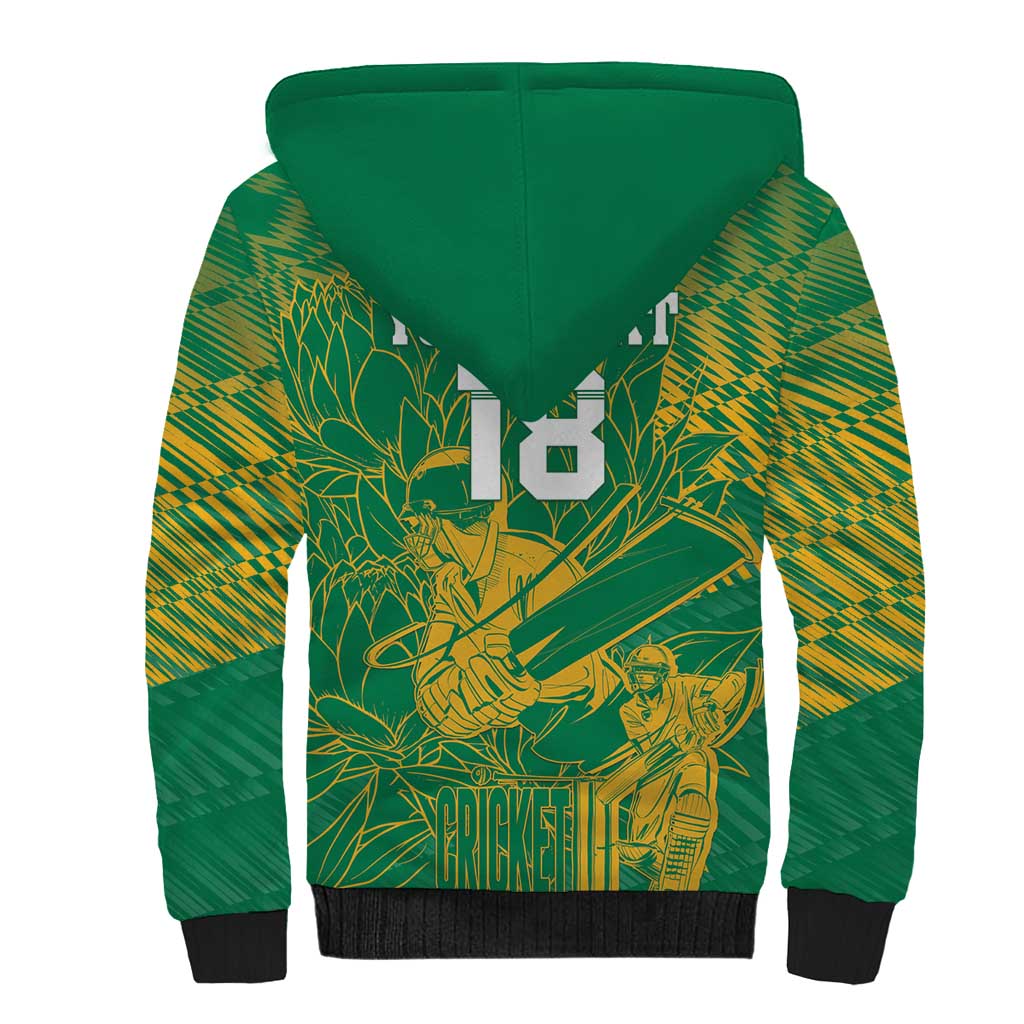 Custom Cricket South Africa Sherpa Hoodie Proteas Go Champion Green Version - Wonder Print Shop