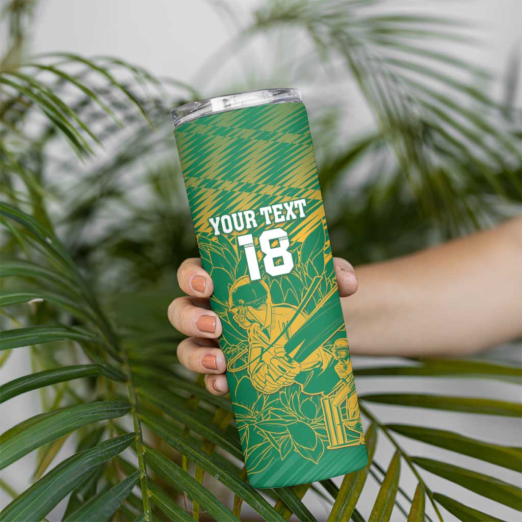 Custom Cricket South Africa Skinny Tumbler Proteas Go Champion Green Version - Wonder Print Shop