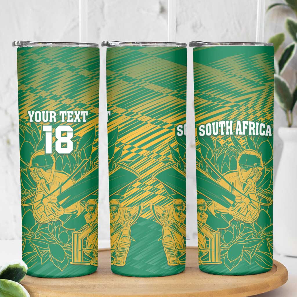 Custom Cricket South Africa Skinny Tumbler Proteas Go Champion Green Version - Wonder Print Shop