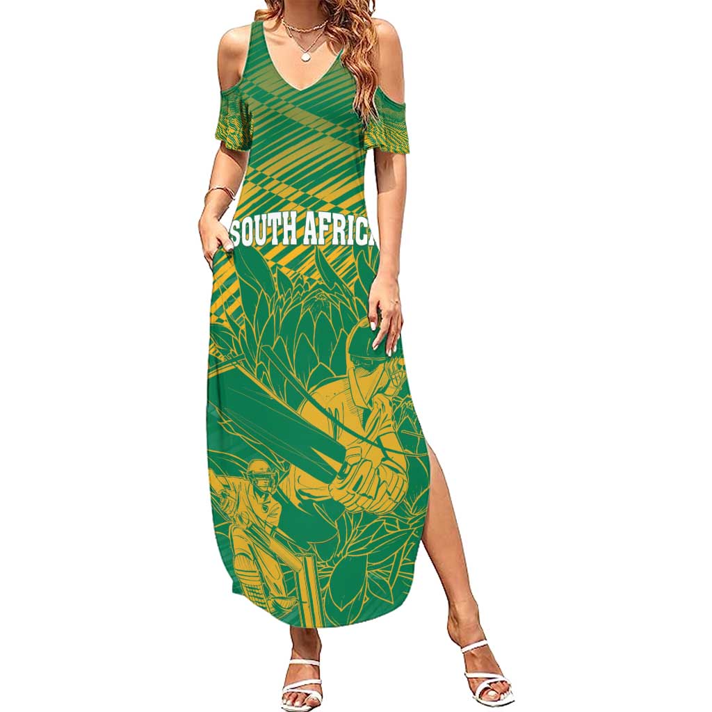 Custom Cricket South Africa Summer Maxi Dress Proteas Go Champion Green Version - Wonder Print Shop