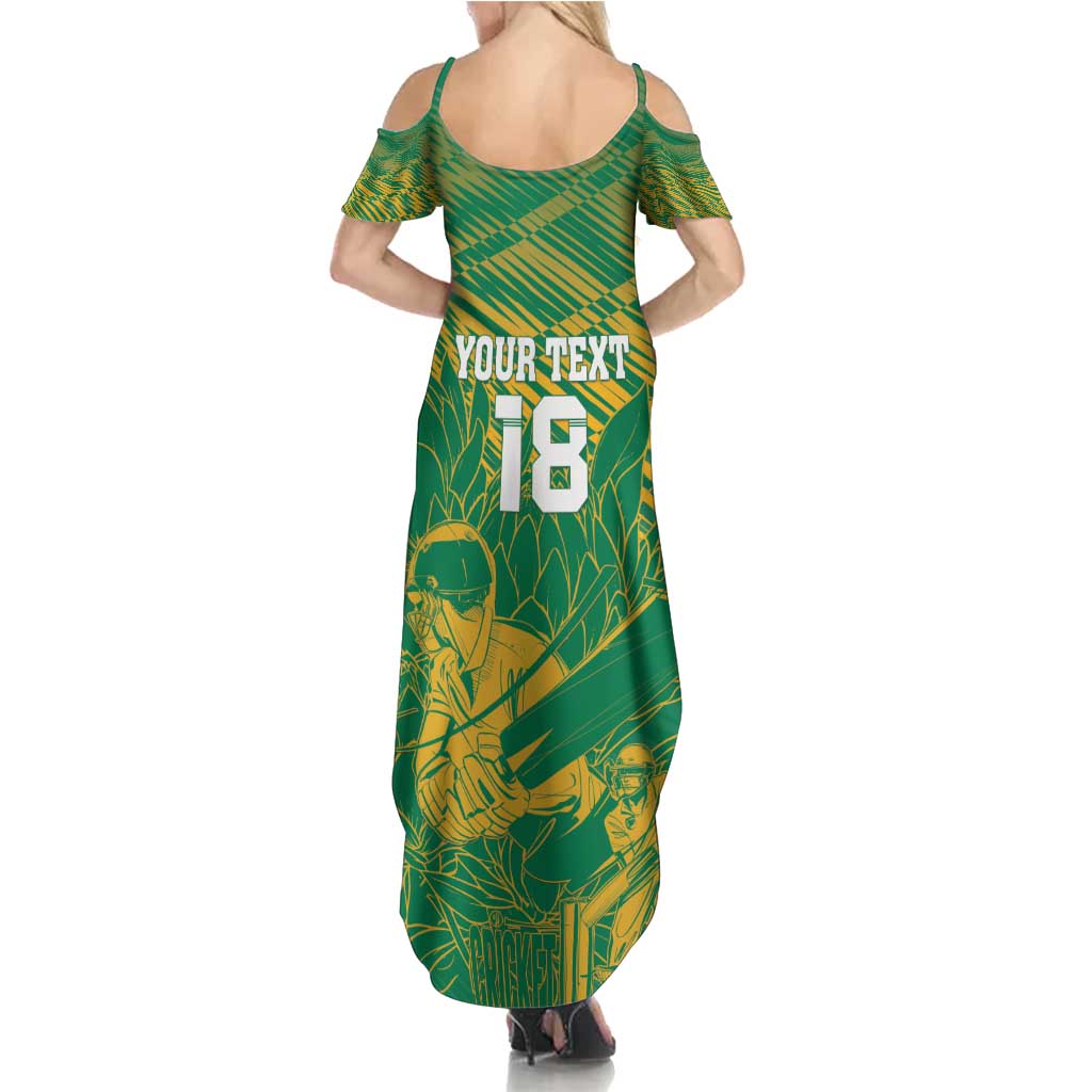 Custom Cricket South Africa Summer Maxi Dress Proteas Go Champion Green Version - Wonder Print Shop
