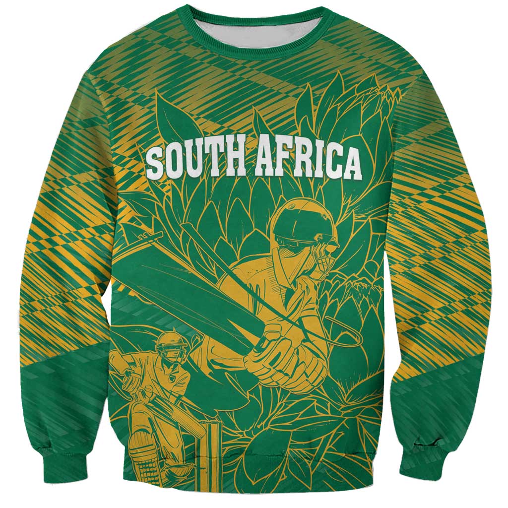 Custom Cricket South Africa Sweatshirt Proteas Go Champion Green Version - Wonder Print Shop