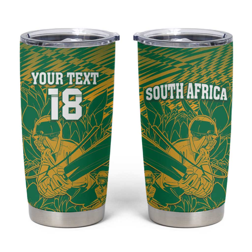 Custom Cricket South Africa Tumbler Cup Proteas Go Champion Green Version - Wonder Print Shop