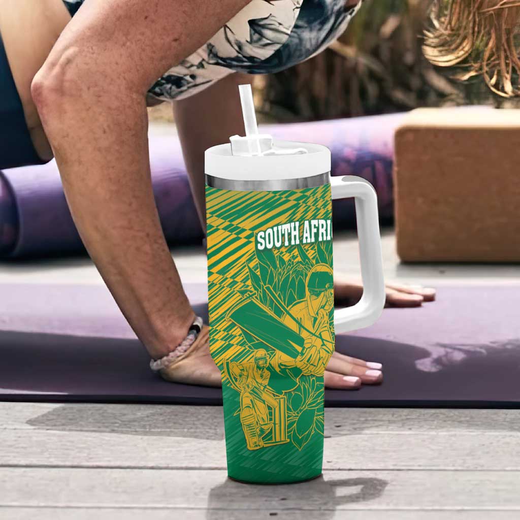 Custom Cricket South Africa Tumbler With Handle Proteas Go Champion Green Version - Wonder Print Shop