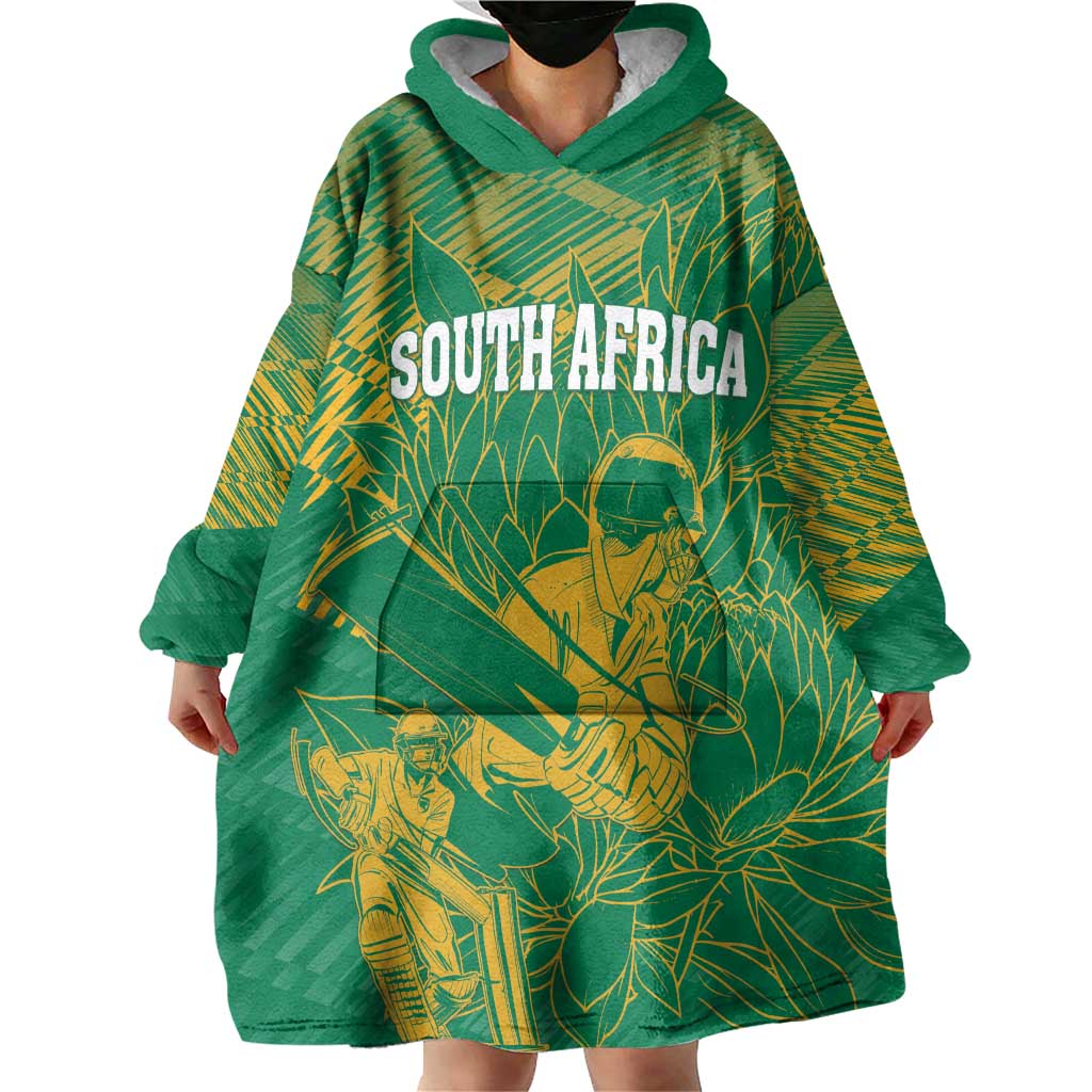 Custom Cricket South Africa Wearable Blanket Hoodie Proteas Go Champion Green Version - Wonder Print Shop
