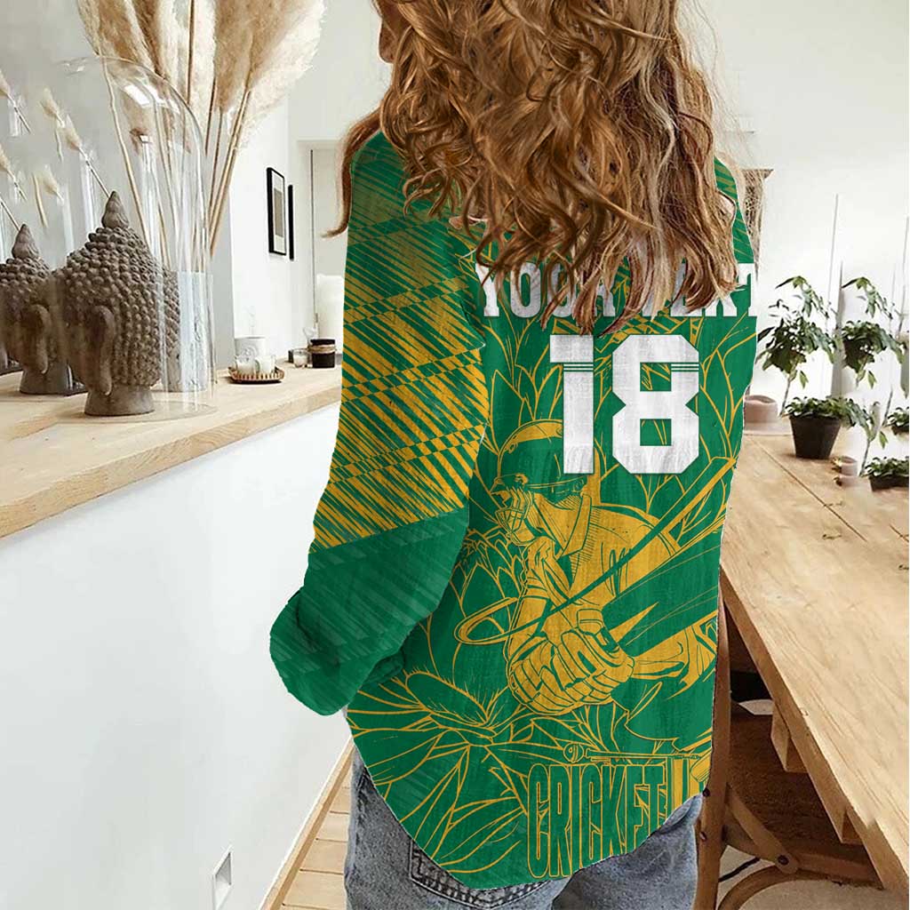 Custom Cricket South Africa Women Casual Shirt Proteas Go Champion Green Version - Wonder Print Shop