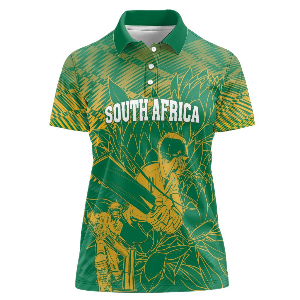 Custom Cricket South Africa Women Polo Shirt Proteas Go Champion Green Version - Wonder Print Shop