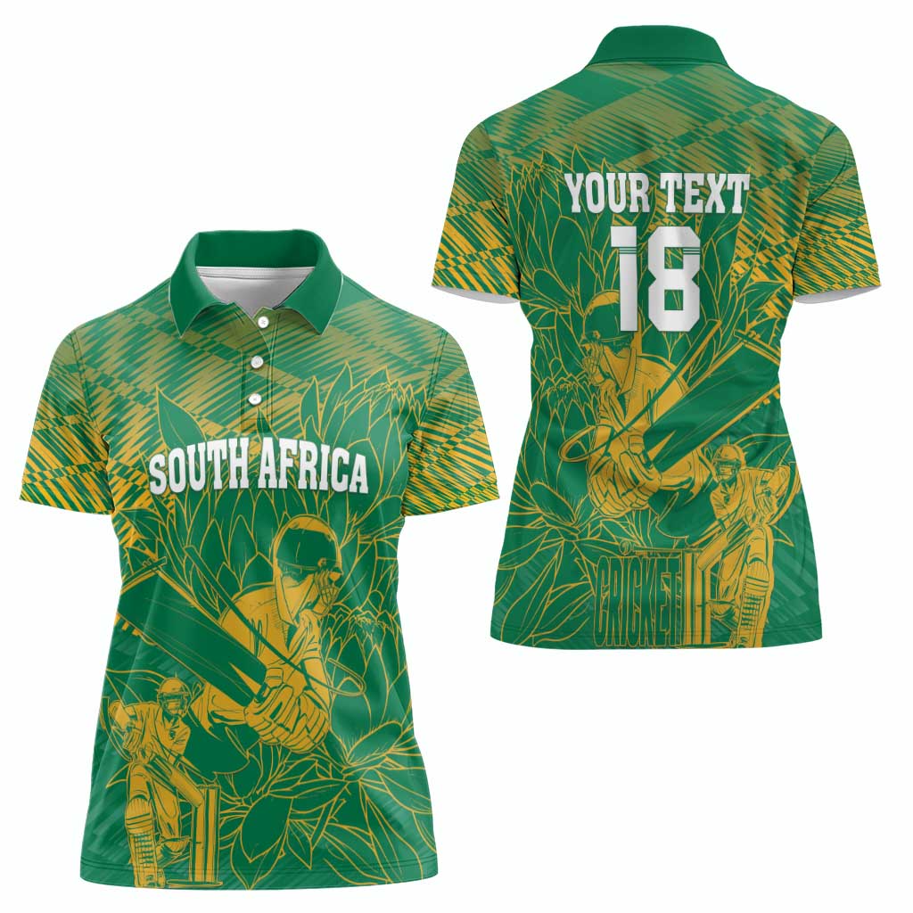 Custom Cricket South Africa Women Polo Shirt Proteas Go Champion Green Version - Wonder Print Shop