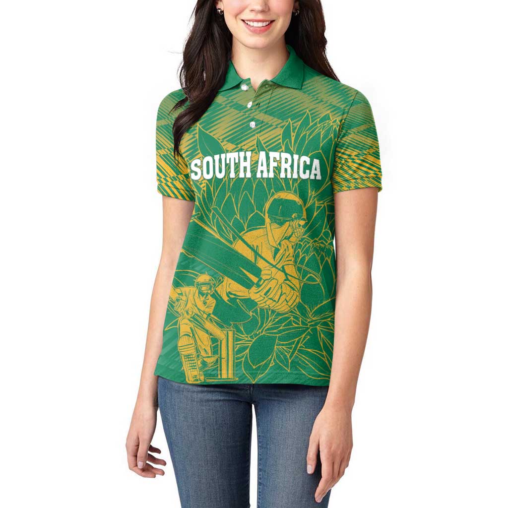 Custom Cricket South Africa Women Polo Shirt Proteas Go Champion Green Version - Wonder Print Shop