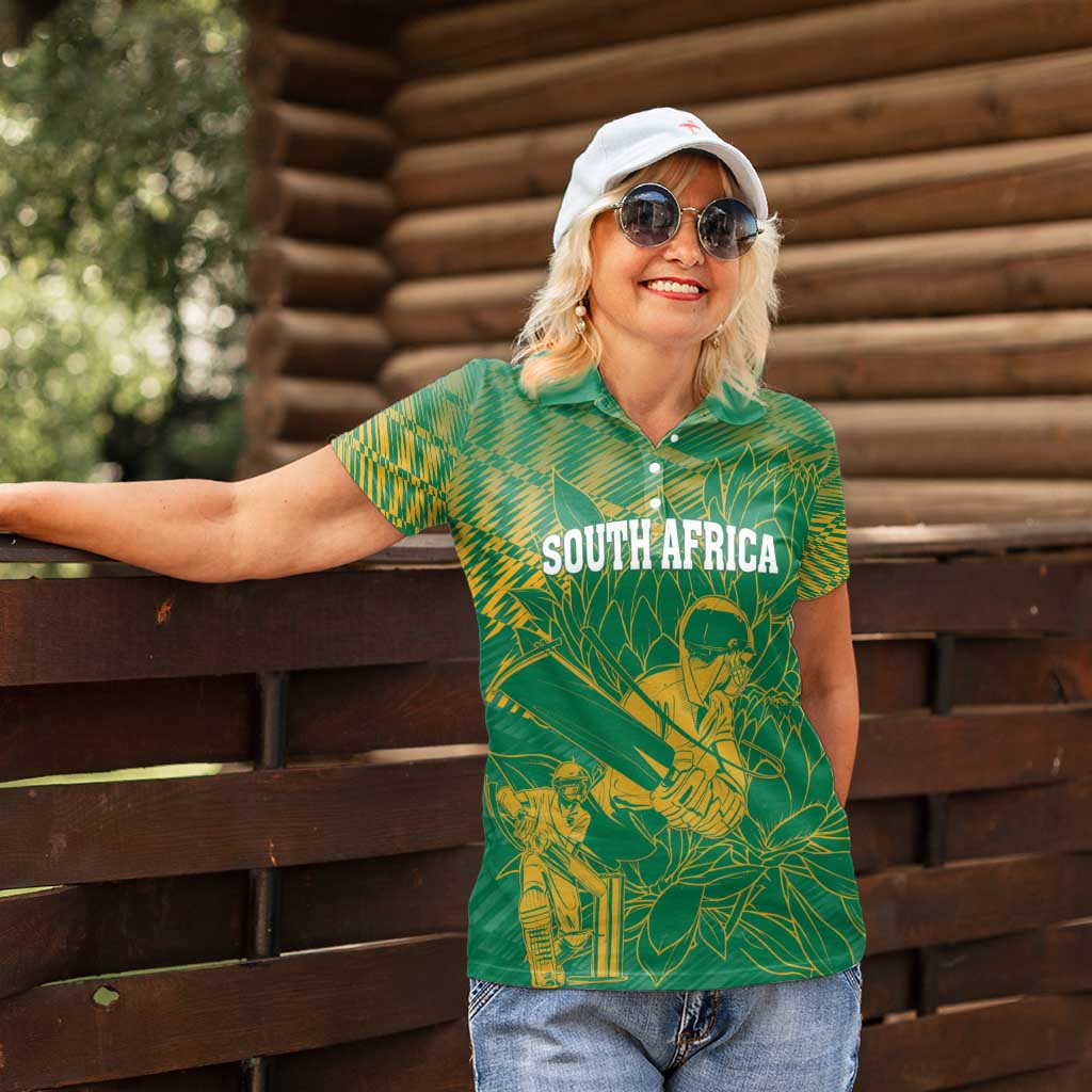 Custom Cricket South Africa Women Polo Shirt Proteas Go Champion Green Version - Wonder Print Shop