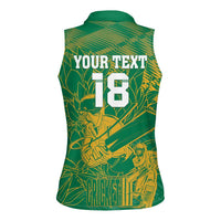Custom Cricket South Africa Women Sleeveless Polo Shirt Proteas Go Champion Green Version - Wonder Print Shop