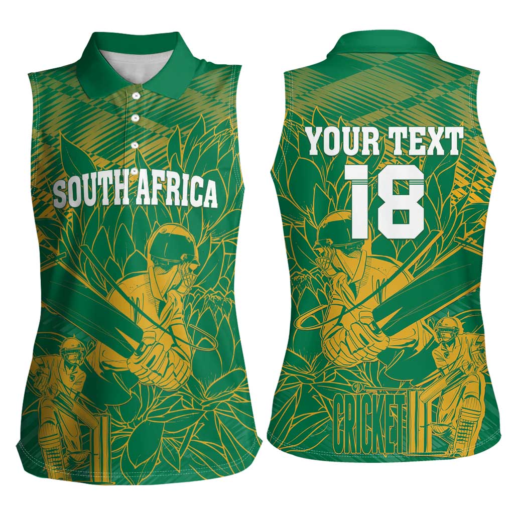Custom Cricket South Africa Women Sleeveless Polo Shirt Proteas Go Champion Green Version - Wonder Print Shop