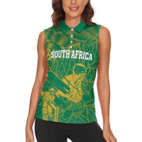 Custom Cricket South Africa Women Sleeveless Polo Shirt Proteas Go Champion Green Version - Wonder Print Shop