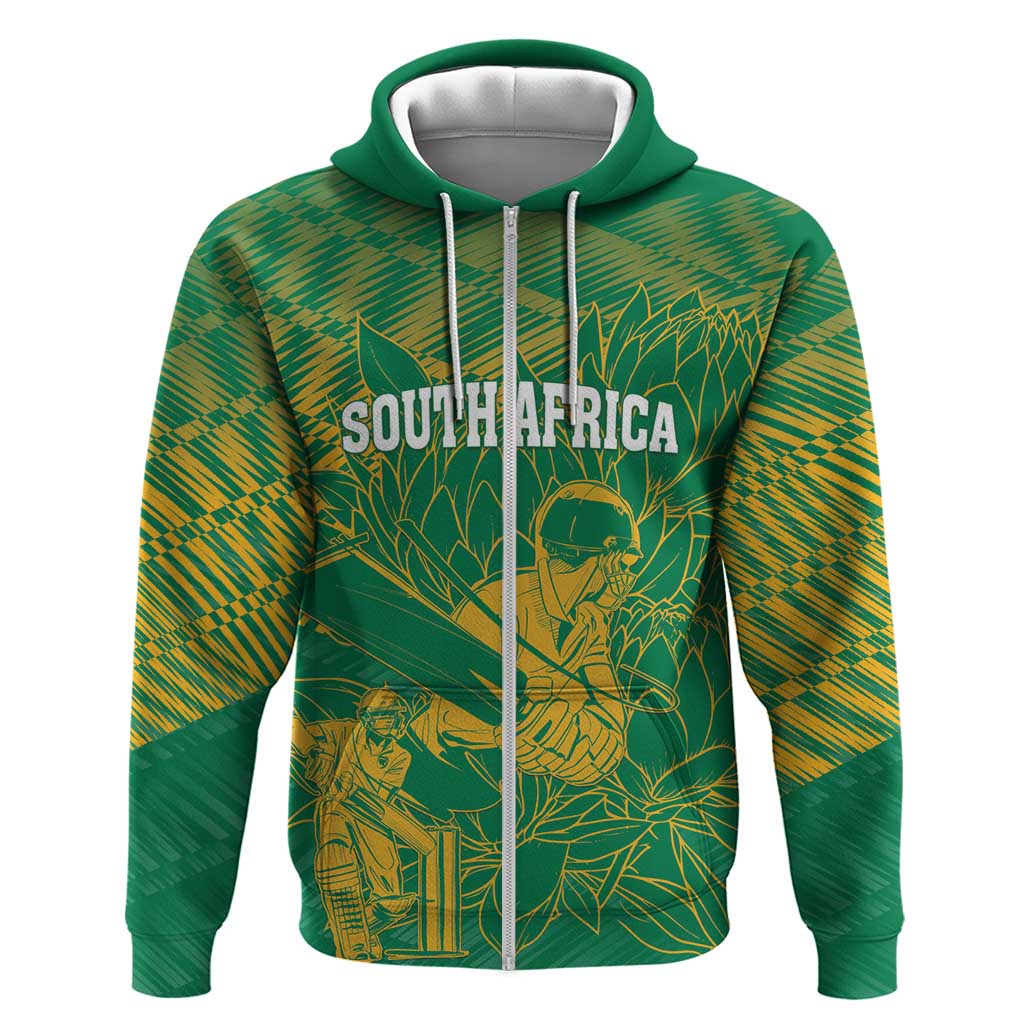 Custom Cricket South Africa Zip Hoodie Proteas Go Champion Green Version - Wonder Print Shop