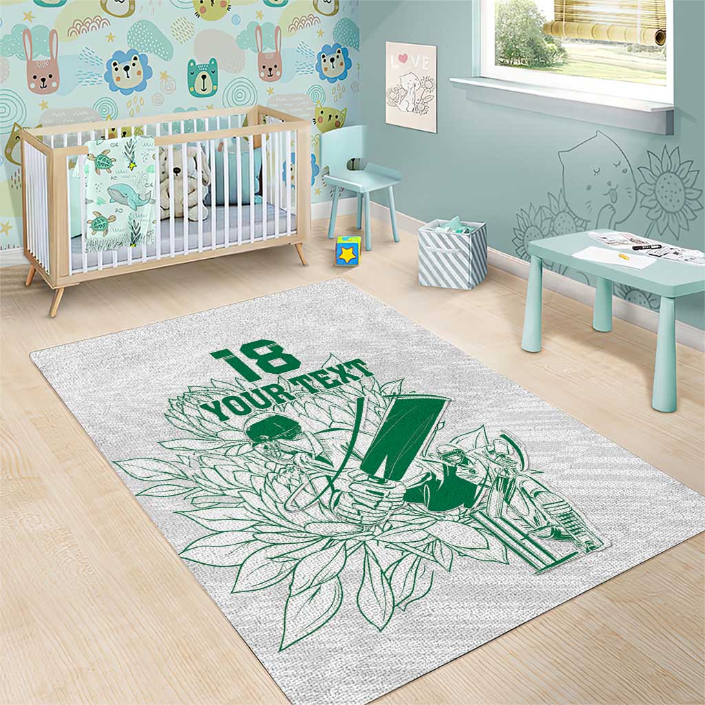 Custom Cricket South Africa Area Rug Proteas Go Champion White Version - Wonder Print Shop