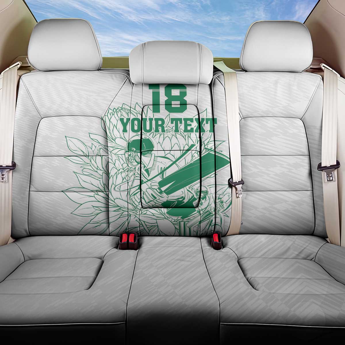 Custom Cricket South Africa Back Car Seat Cover Proteas Go Champion White Version - Wonder Print Shop