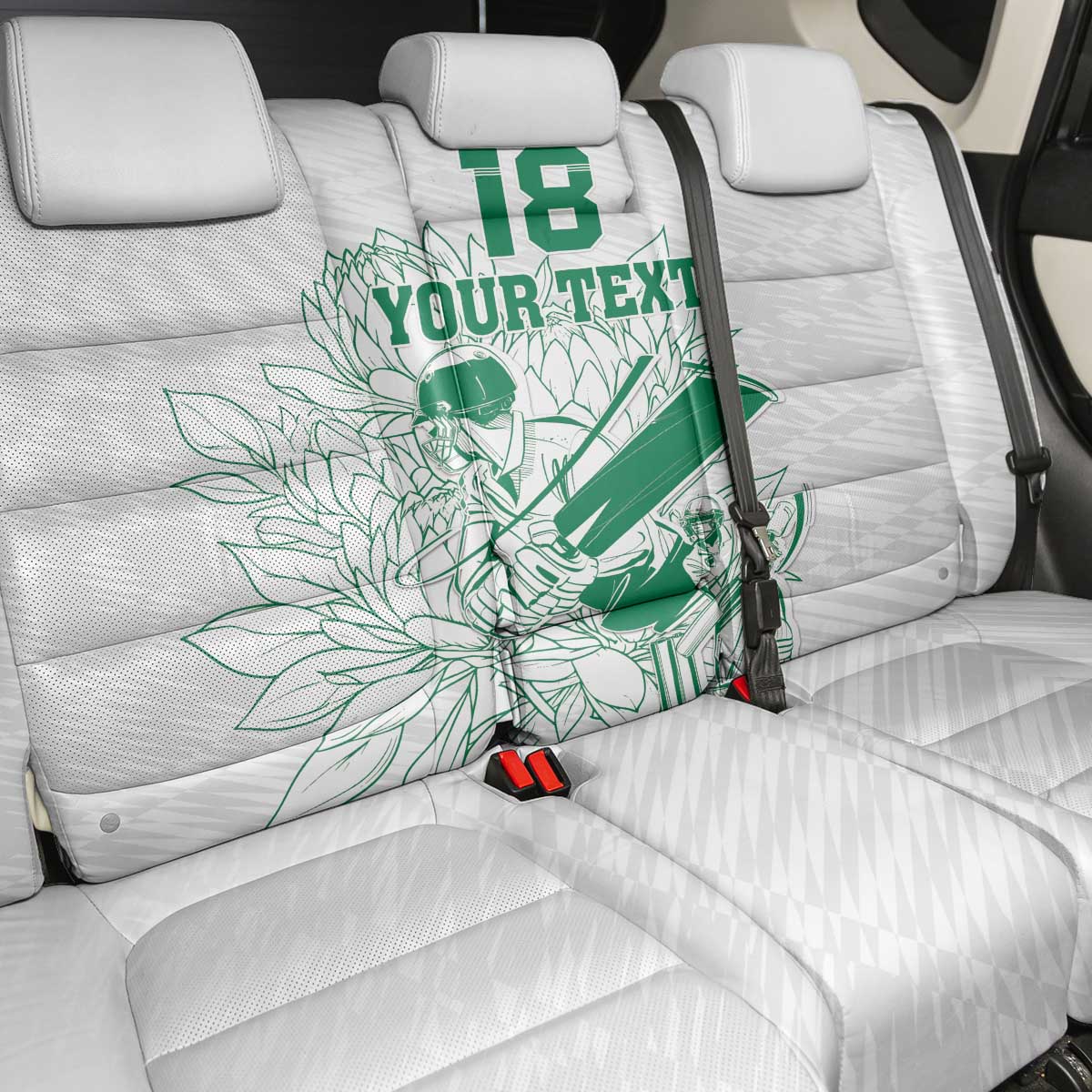 Custom Cricket South Africa Back Car Seat Cover Proteas Go Champion White Version - Wonder Print Shop