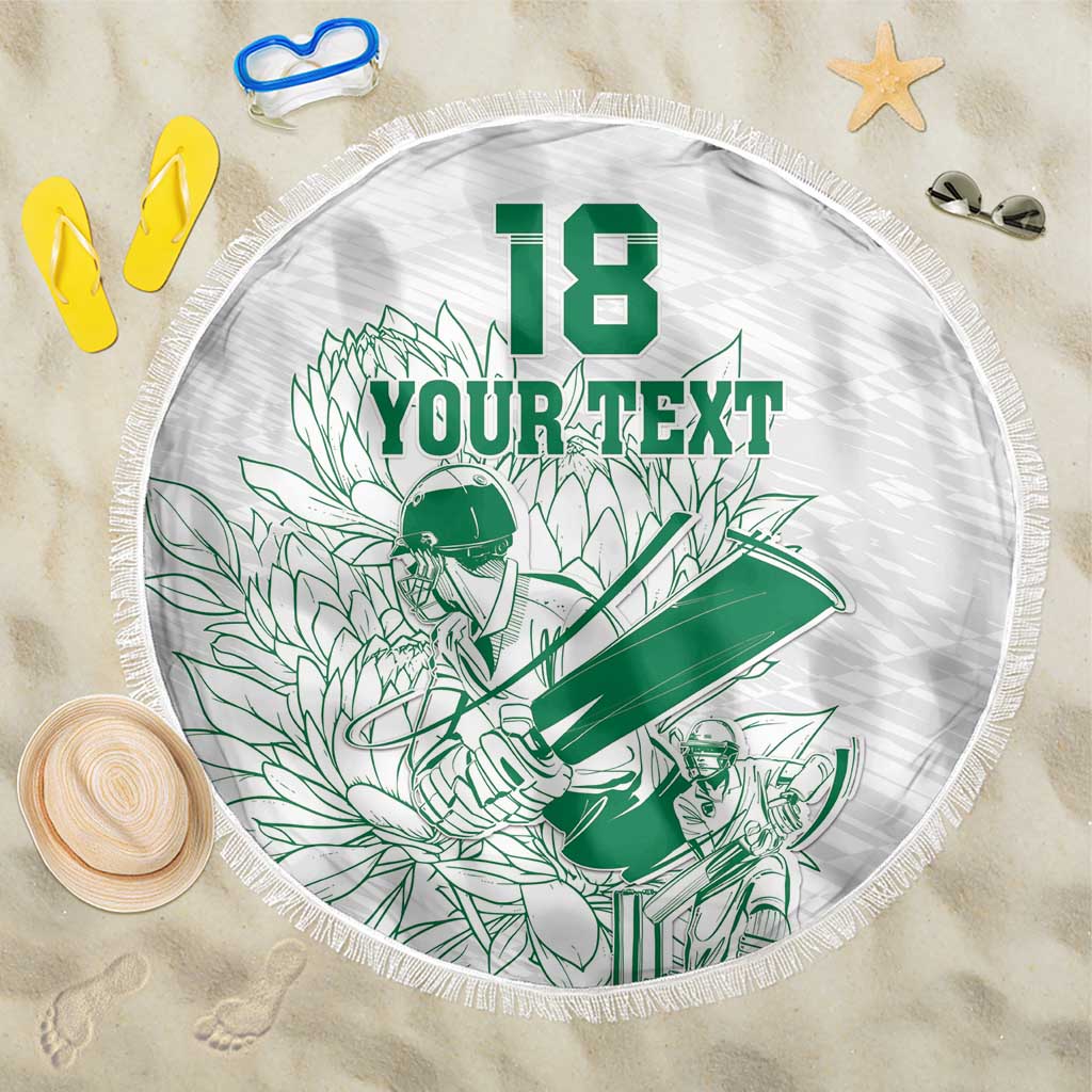 Custom Cricket South Africa Beach Blanket Proteas Go Champion White Version - Wonder Print Shop