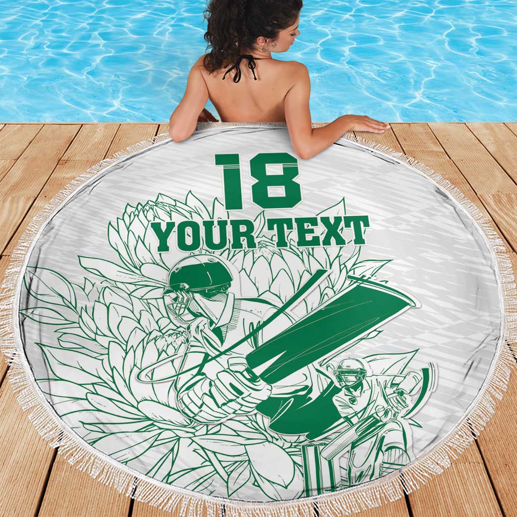 Custom Cricket South Africa Beach Blanket Proteas Go Champion White Version - Wonder Print Shop