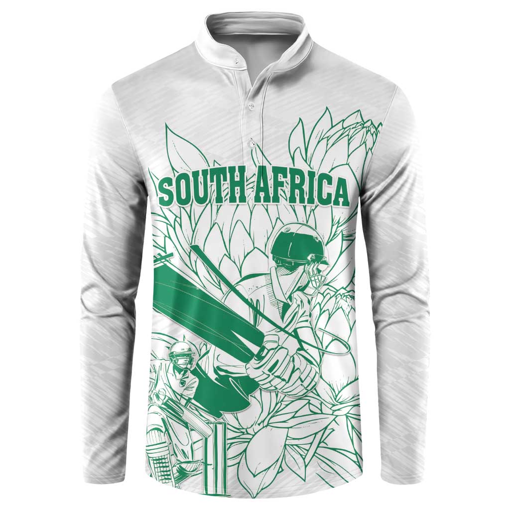Custom Cricket South Africa Button Sweatshirt Proteas Go Champion White Version - Wonder Print Shop