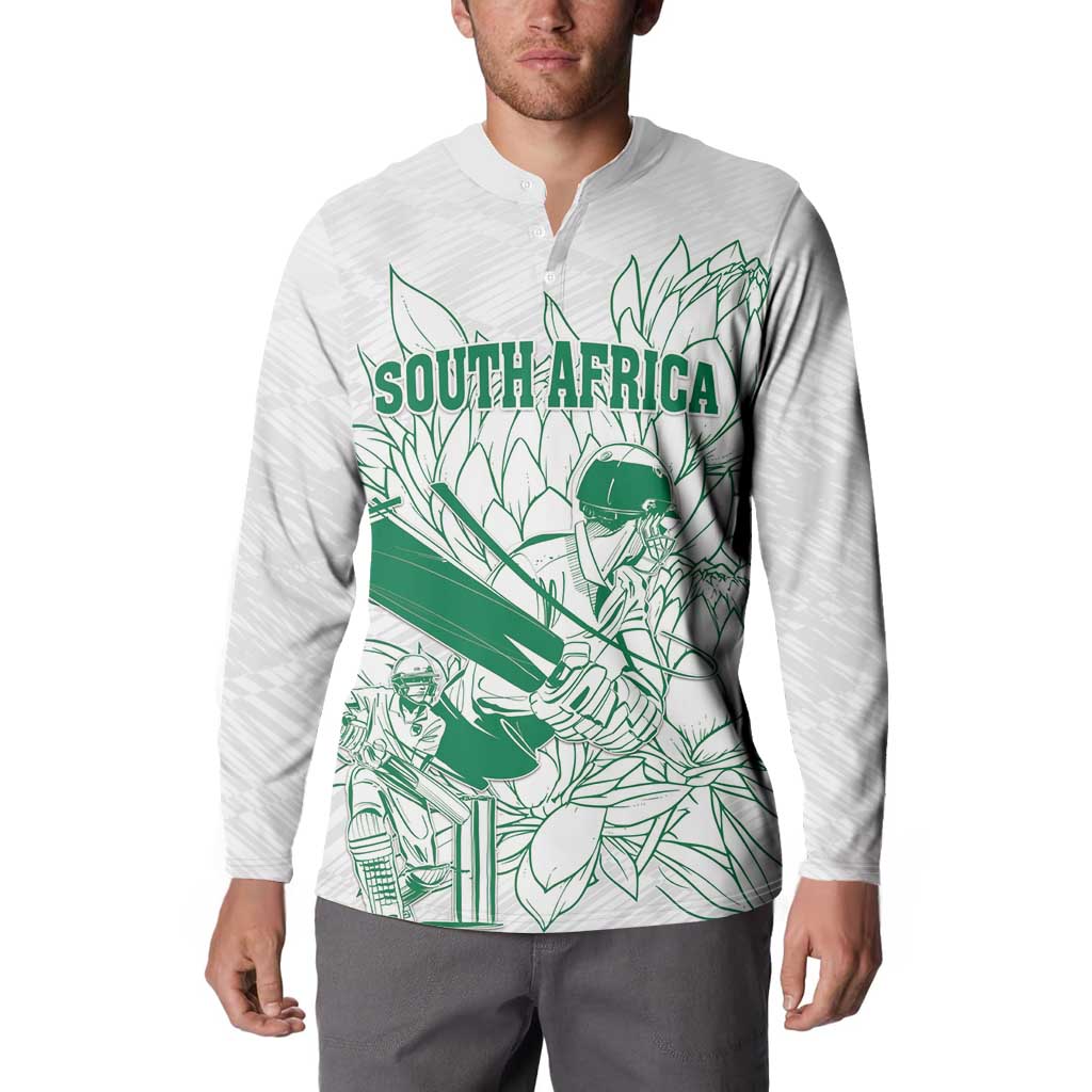 Custom Cricket South Africa Button Sweatshirt Proteas Go Champion White Version - Wonder Print Shop