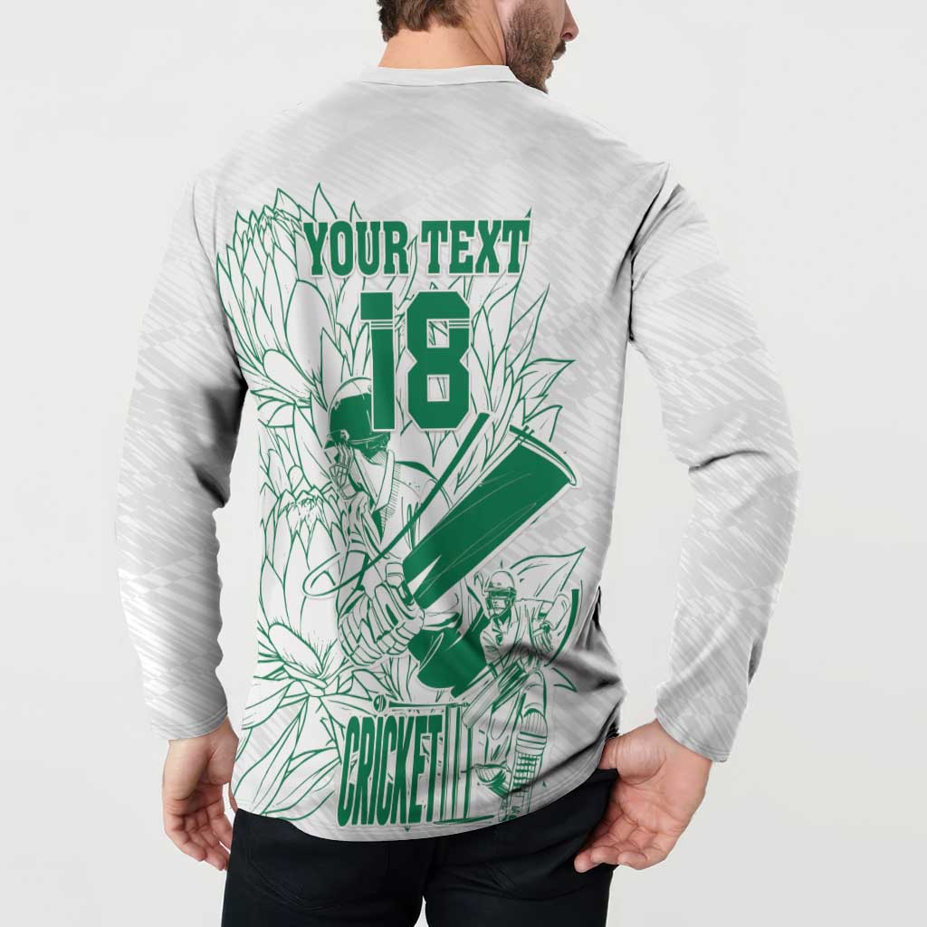 Custom Cricket South Africa Button Sweatshirt Proteas Go Champion White Version - Wonder Print Shop