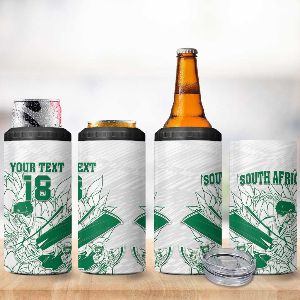 Custom Cricket South Africa 4 in 1 Can Cooler Tumbler Proteas Go Champion White Version - Wonder Print Shop