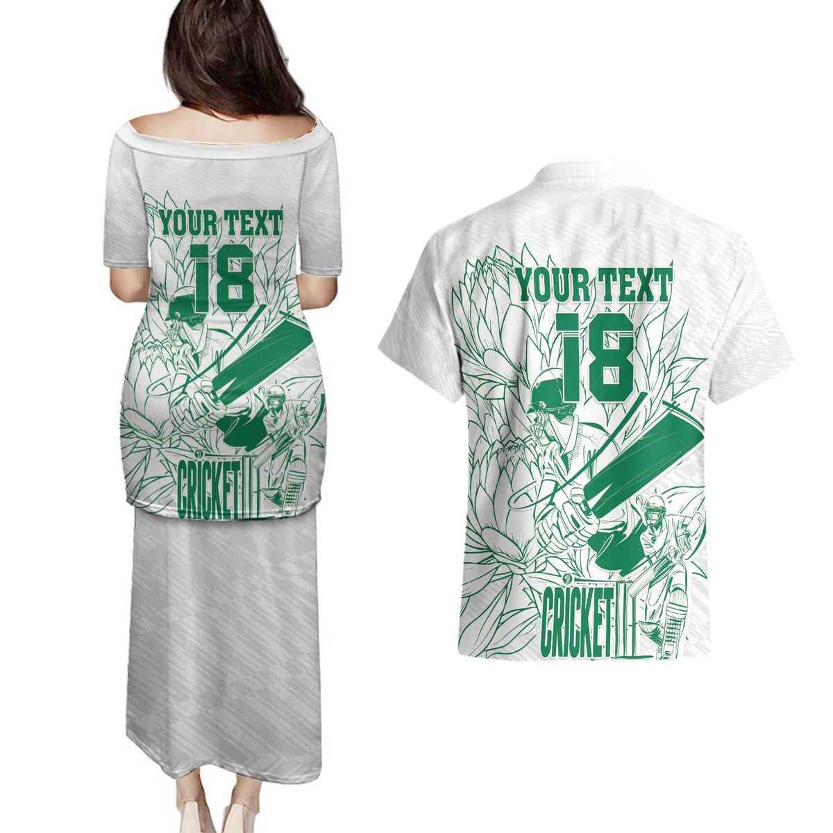 Custom Cricket South Africa Couples Matching Puletasi and Hawaiian Shirt Proteas Go Champion White Version - Wonder Print Shop