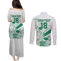 Custom Cricket South Africa Couples Matching Puletasi and Long Sleeve Button Shirt Proteas Go Champion White Version - Wonder Print Shop