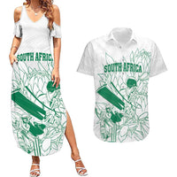 Custom Cricket South Africa Couples Matching Summer Maxi Dress and Hawaiian Shirt Proteas Go Champion White Version - Wonder Print Shop